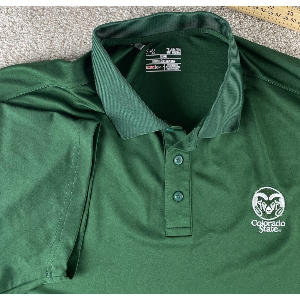 Under Armour Heat Gear Colorado State Rams Performance Polo Solid Green Mens XL